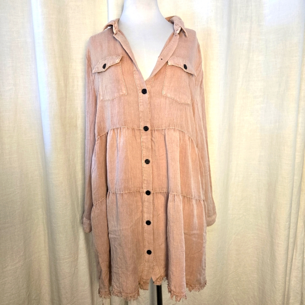 Umgee Tiered Raw Edge Dress